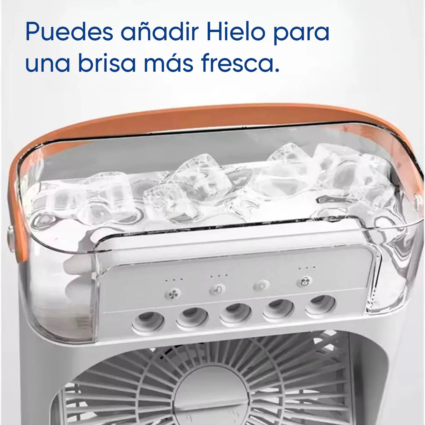 Ventilador acondicionado portátil, 3 velocidades de viento y rociador con luz LED COLORES 100% EFECTIVO